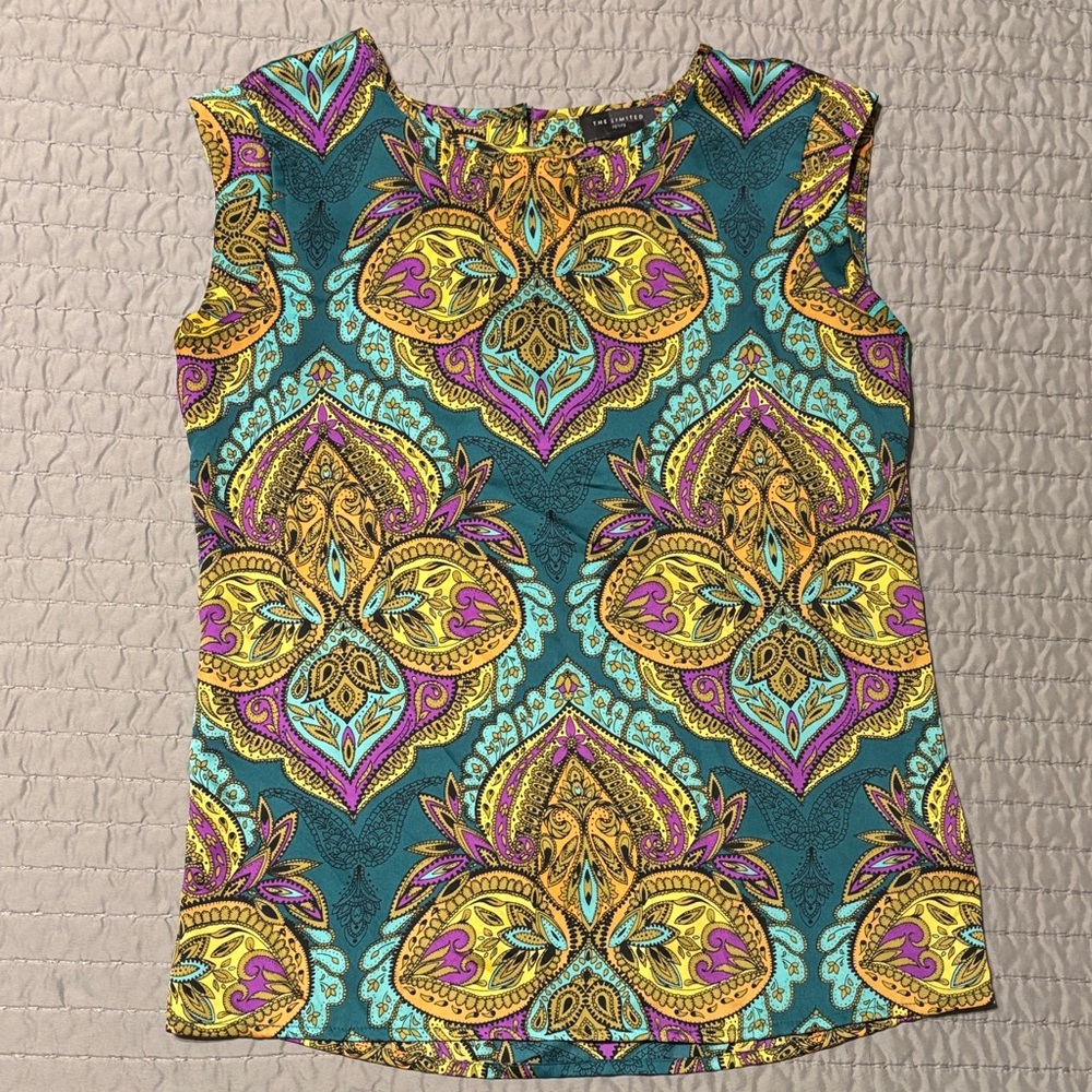 The Limited Vibrant Paisley Sleeveless Top, XXSP, EUC